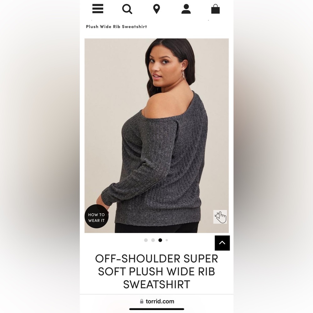 Torrid NWT size 2 Off Shoulder Super Soft Wide Ribbed Sweatshirt.